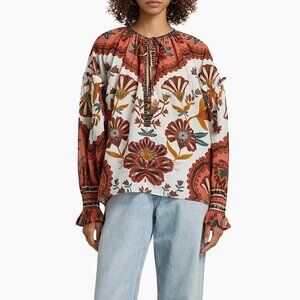 Farm Rio Riad Floral Peasant Blouse Size Small
